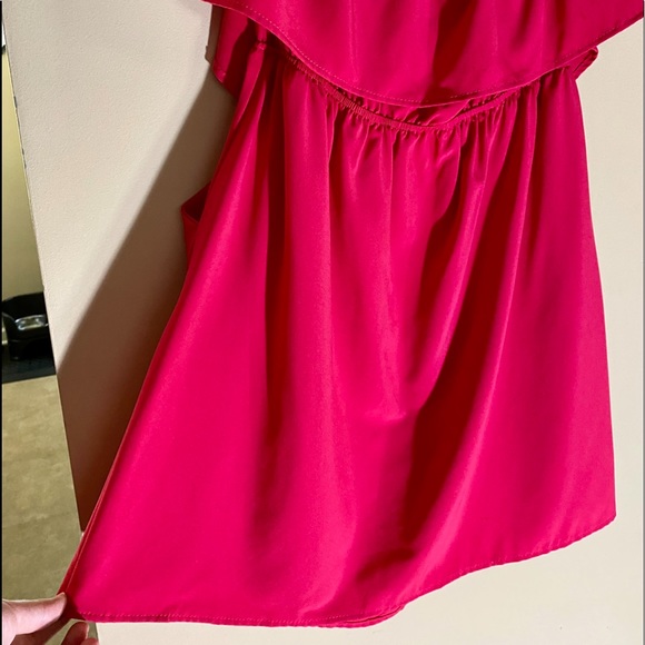 HOT PINK MINI DRESS WITH ELASTIC WAISTband - Picture 6 of 7